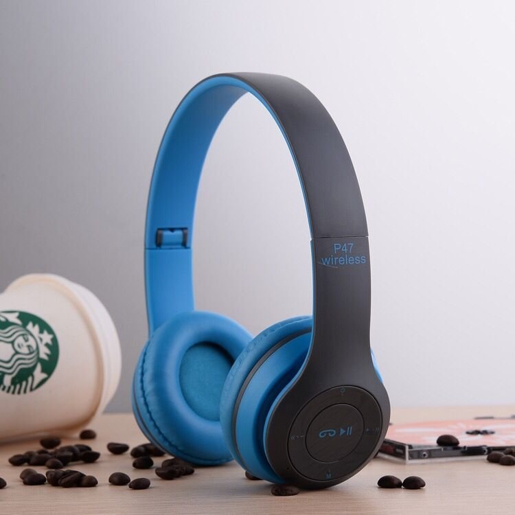 Shop p47 wireless bluetooth foldable headphones with mic