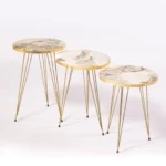Modern 3-Piece Nesting Coffee Table Set – High-Gloss Round Accent Tables with Sturdy Metal Legs - Image 2