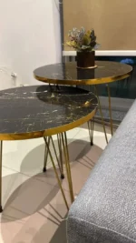 Modern 3-Piece Nesting Coffee Table Set – High-Gloss Round Accent Tables with Sturdy Metal Legs - Image 3